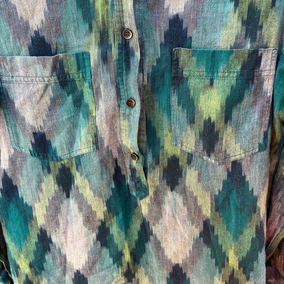 Women's Madewell Multicolor Button-Up Shirt M Pockets Cotton Open Light Vibrant - Picture 4 of 13